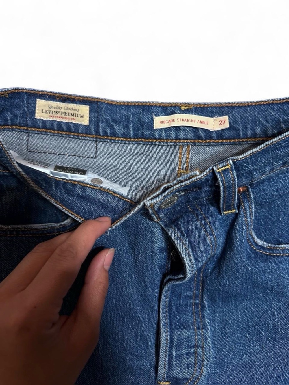 Vintage 90s Style Levi’s Premium High-Rise Straight Leg Blue Denim Jeans Cotton - Picture 4 of 8